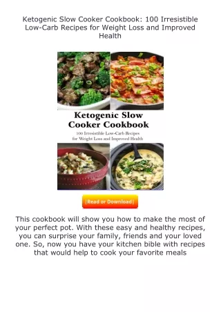 Pdf⚡(read✔online) Ketogenic Slow Cooker Cookbook: 100 Irresistible Low-Carb