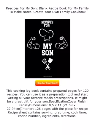 full✔download️⚡(pdf) Rrecipes For My Son: Blank Recipe Book For My Family T