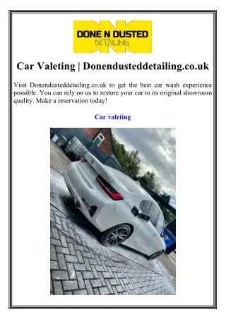 Car Valeting Donendusteddetailing.co.uk