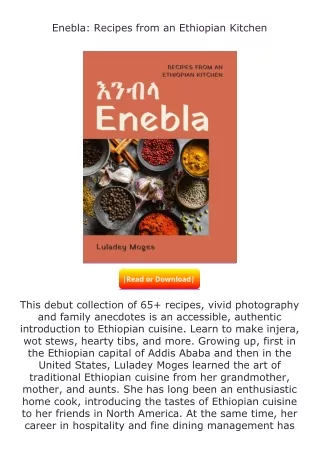 Pdf⚡(read✔online) Enebla: Recipes from an Ethiopian Kitchen