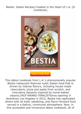 Download⚡(PDF)❤ Bestia: Italian Recipes Created in the Heart of L.A. [A Coo