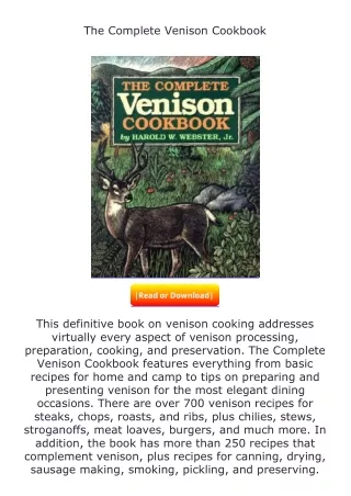 Download⚡PDF❤ The Complete Venison Cookbook
