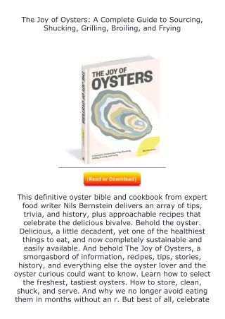 ❤PDF⚡ The Joy of Oysters: A Complete Guide to Sourcing, Shucking, Grilling,