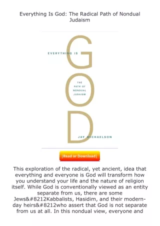 ✔️download⚡️ (pdf) Everything Is God: The Radical Path of Nondual Judaism