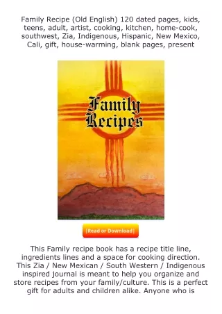 read ❤️(✔️pdf✔️) Family Recipe (Old English) 120 dated pages, kids, teens,