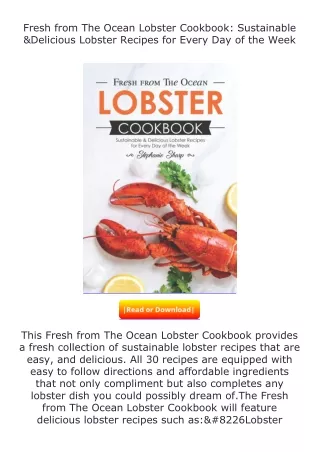 Download⚡ Fresh from The Ocean Lobster Cookbook: Sustainable & Delicious Lo