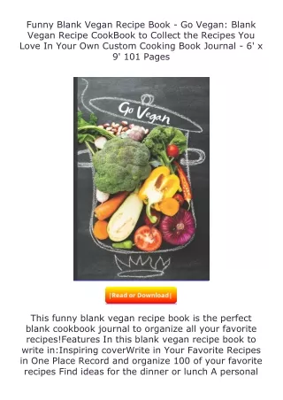 free read (✔️pdf❤️) Funny Blank Vegan Recipe Book - Go Vegan: Blank Vegan R