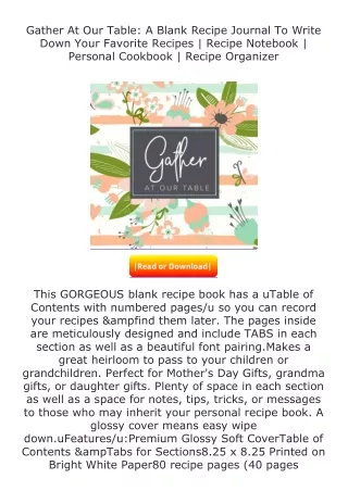 Download❤[READ]✔ Gather At Our Table: A Blank Recipe Journal To Write Down