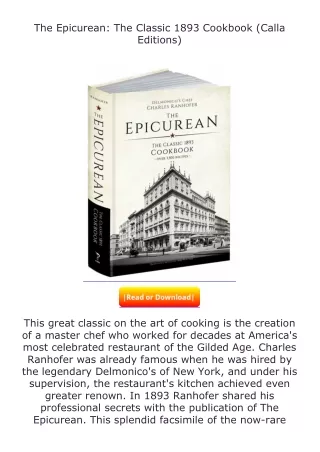 pdf❤(download)⚡ The Epicurean: The Classic 1893 Cookbook (Calla Editions)