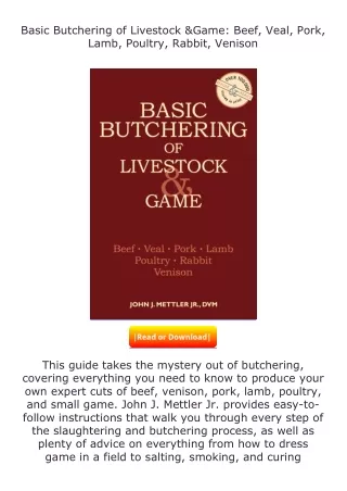 download⚡️ free (✔️pdf✔️) Basic Butchering of Livestock & Game: Beef, Veal,