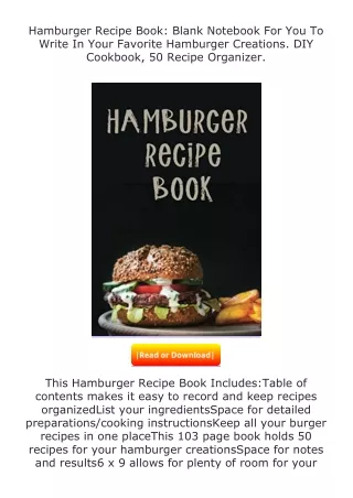 [PDF]❤READ⚡ Hamburger Recipe Book: Blank Notebook For You To Write In Your