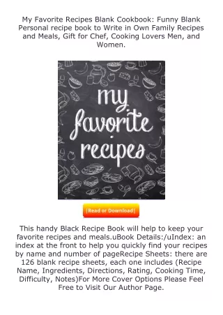 download⚡[PDF]❤ My Favorite Recipes Blank Cookbook: Funny Blank Personal re