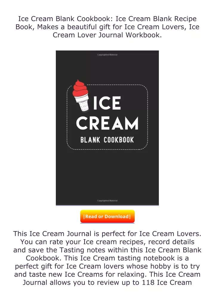 ice cream blank cookbook ice cream blank recipe