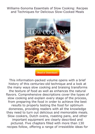 free read (✔️pdf❤️) Williams-Sonoma Essentials of Slow Cooking: Recipes and