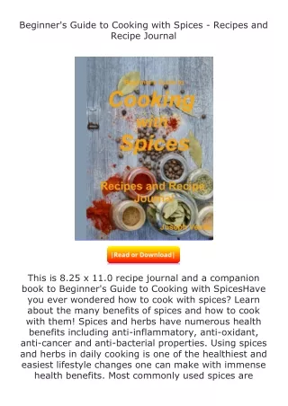 Download⚡ Beginner's Guide to Cooking with Spices - Recipes and Recipe Jour