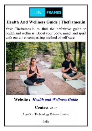 Health And Wellness Guide  Theframes.in