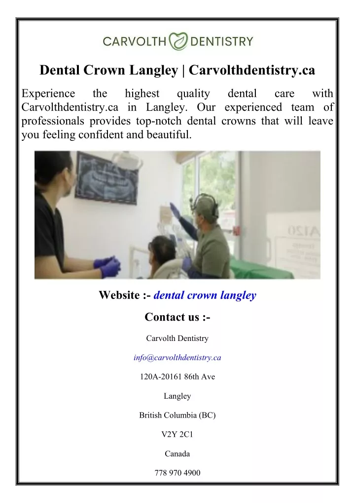 dental crown langley carvolthdentistry ca