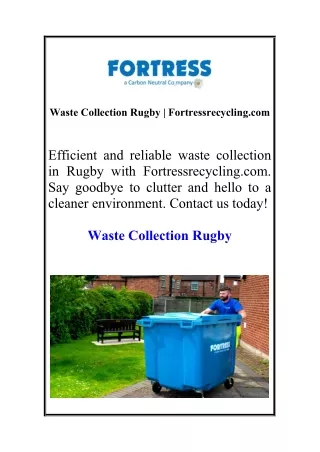 Waste Collection Rugby | Fortressrecycling.com