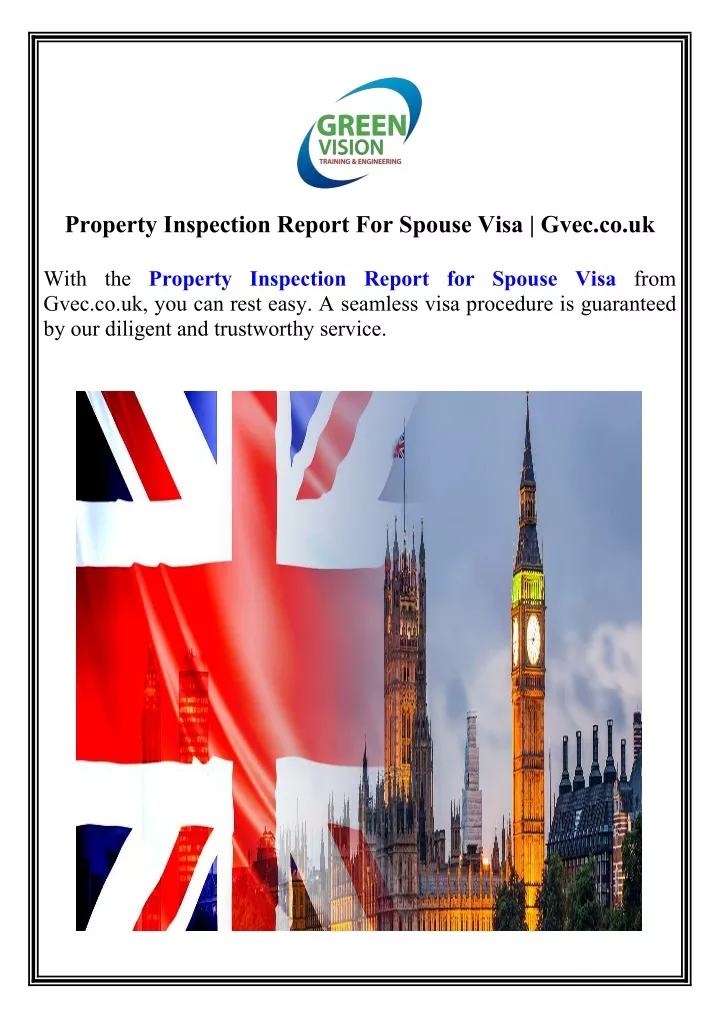 property inspection report for spouse visa gvec