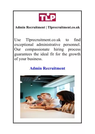 Admin Recruitment | Tlprecruitment.co.uk
