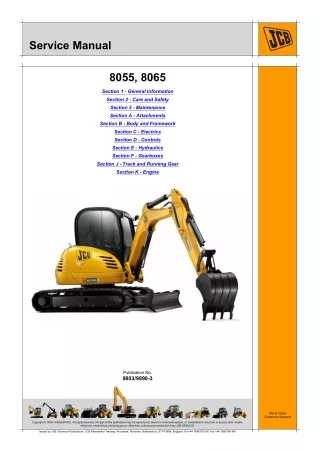 JCB 8055, 8065 Midi Excavator Service Repair Manual Instant Download (Serial Number 1536000 Onwards; 1537500 Onwards)