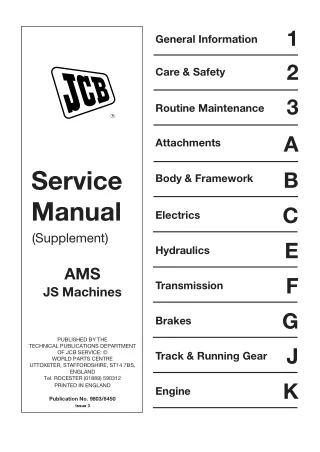 JCB AMS JS Machines Service Repair Manual Instant Download