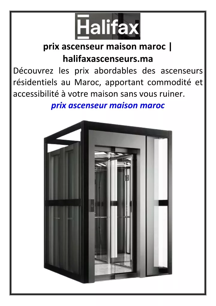 prix ascenseur maison maroc halifaxascenseurs