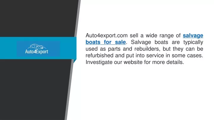 auto4export com sell a wide range of salvage