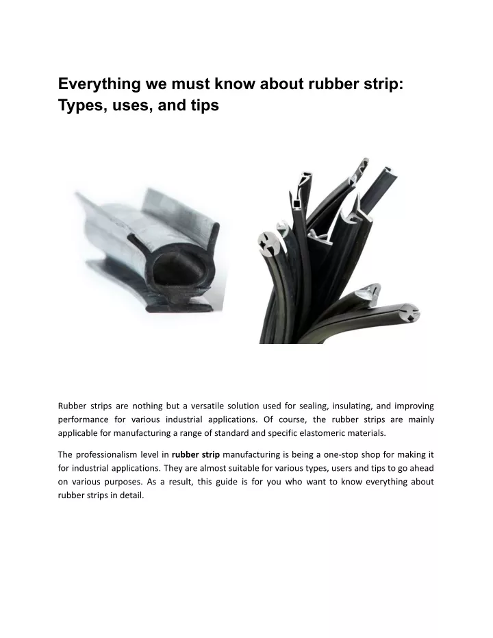 everything we must know about rubber strip types