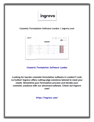 Cosmetic Formulation Software London | Ingrevo.com