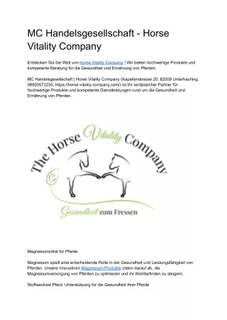 MC Handelsgesellschaft - Horse Vitality Company