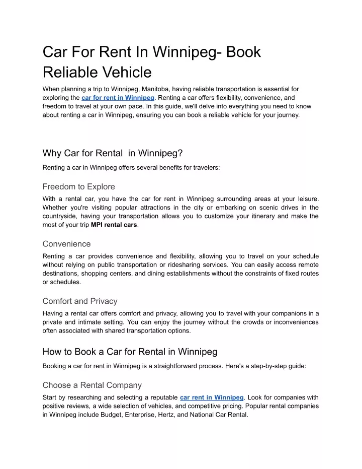 car for rent in winnipeg book reliable vehicle