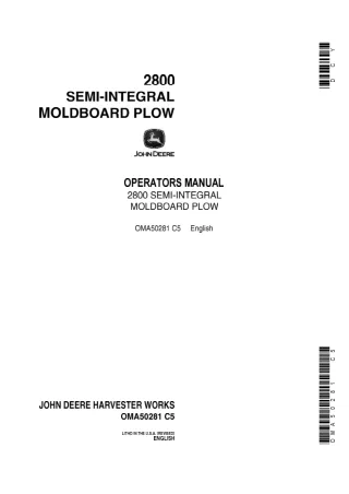 John Deere 2800 Semi-Integral Moldboard Plow Operator’s Manual Instant Download (Publication No.OMA50281)