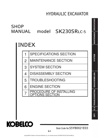 Kobelco SK230SRLC-5 HYDRAULIC EXCAVATOR Service Repair Manual
