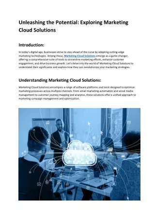 Unleashing the Potential Exploring Marketing Cloud Solutions
