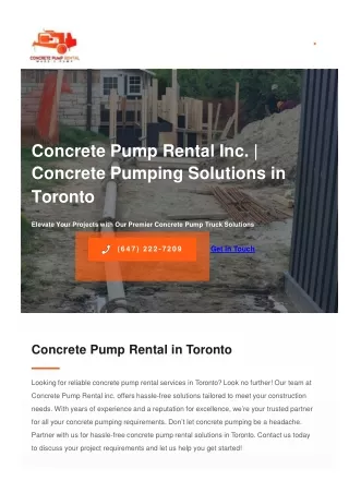 Concrete Pump Trucks in Toronto