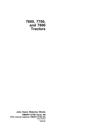 John Deere 7600 7700 and 7800 Tractors Operator’s Manual Instant Download (Publication No.OMAR112756)