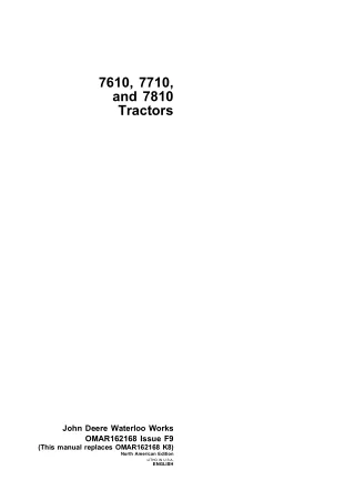 John Deere 7610 7710 and 7810 Tractors Operator’s Manual Instant Download (Publication No.OMAR162168)