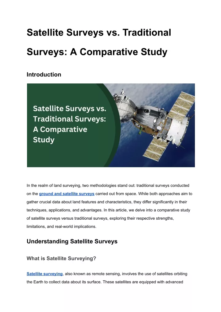 satellite surveys vs traditional