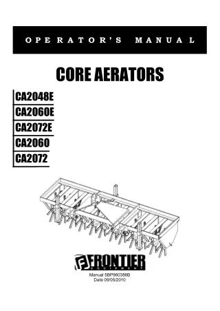 John Deere CA2048E CA2060E CA2072E CA2060 CA2072 Core Aerators Operator’s Manual Instant Download (Publication No. 5BP96