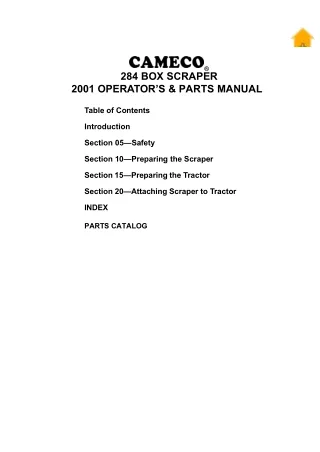John Deere Cameco 284 Box Scraper Operator’s Manual Instant Download