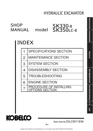 Kobelco SK330-8 HYDRAULIC EXCAVATOR Service Repair Manual