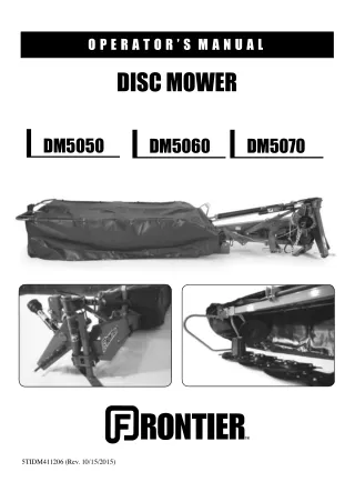 John Deere DM5050 DM5060 DM5070 Disc Mower Operator’s Manual Instant Download (Publication No.5TIDM411206)