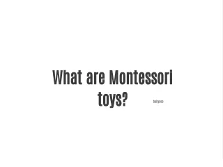 What are Montessori toys?