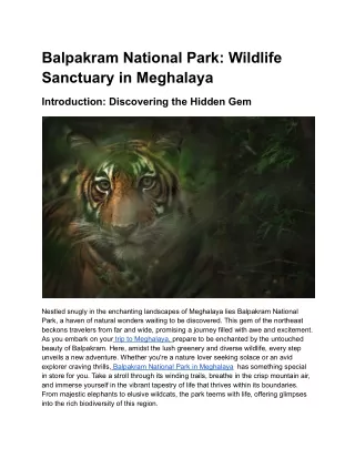 Balpakram National Park_ Wildlife Sanctuary in Meghalaya