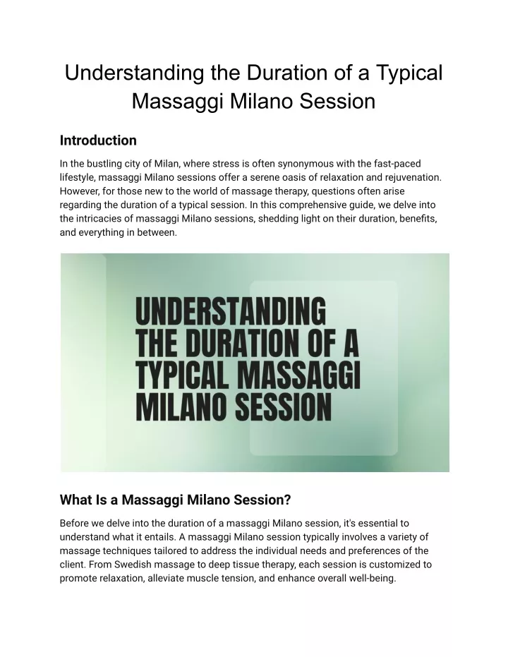 understanding the duration of a typical massaggi