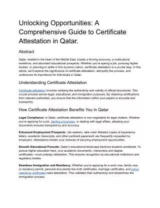 Unlocking Opportunities_ A Comprehensive Guide to Certificate Attestation in Qatar