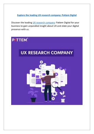 Drive and Discover new possibilites with Pattem Digital, UX research company