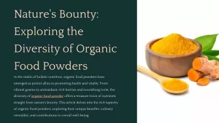 Nature's Bounty_ Exploring the Diversity of Organic Food Powders
