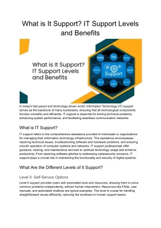 What is It Support? IT Support Levels and Benefits